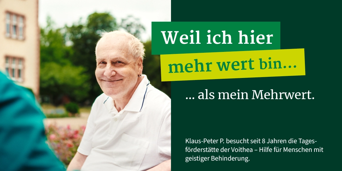 Klaus-Peter P. besucht seit 8 Jahren die Tagesförderstätte der Voithea – Hilfe für Menschen mit geistiger Behinderung.