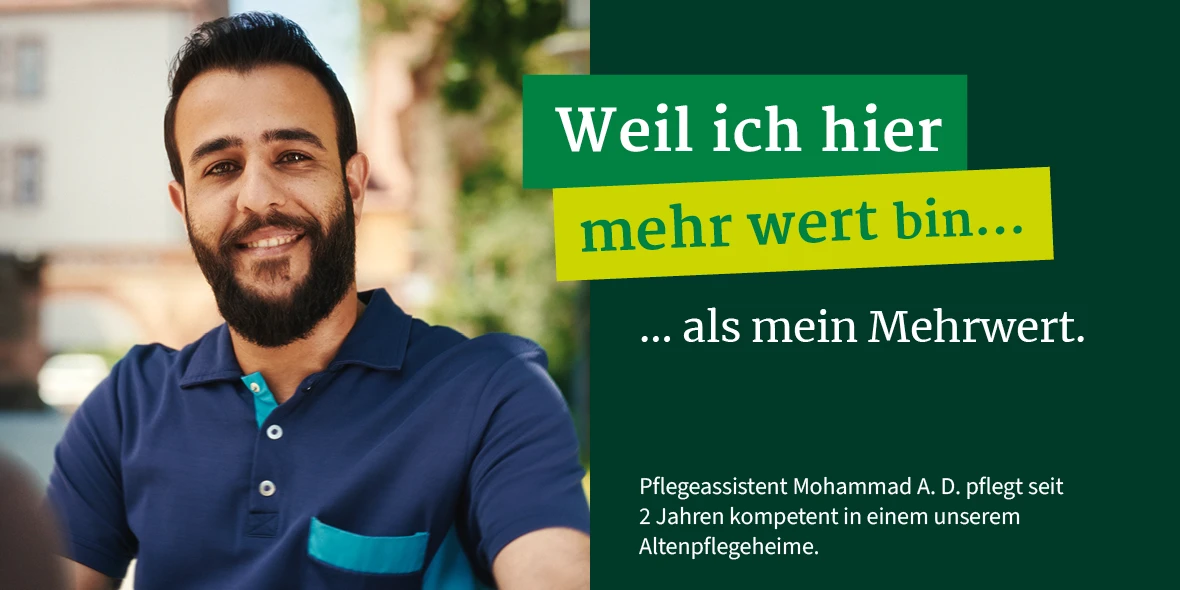 Pflegeassistent Mohammad A. D. pflegt seit 2 Jahren kompetent in einem unserem Altenpflegeheime.