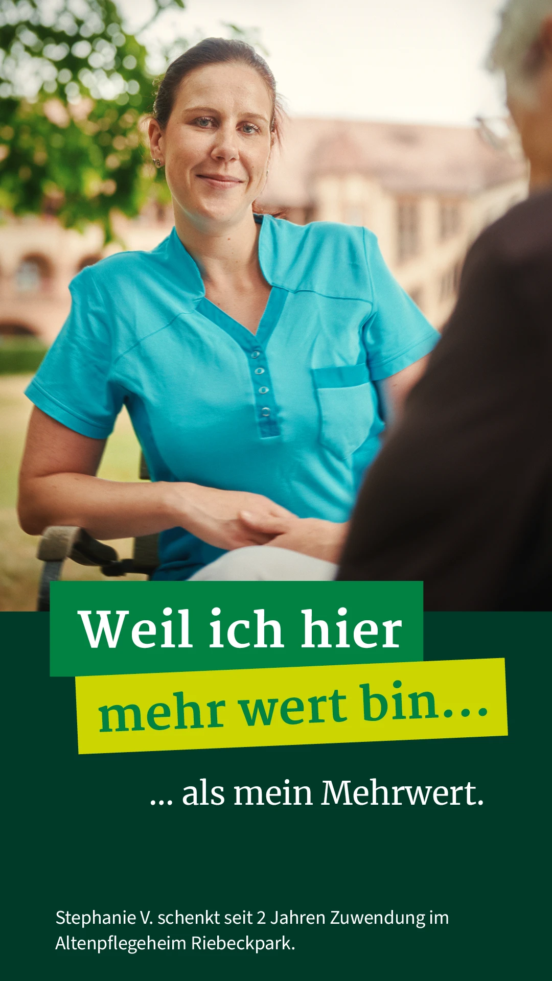 Stephanie V. schenkt seit 2 Jahren Zuwendung im Altenpflegeheim Riebeckpark.