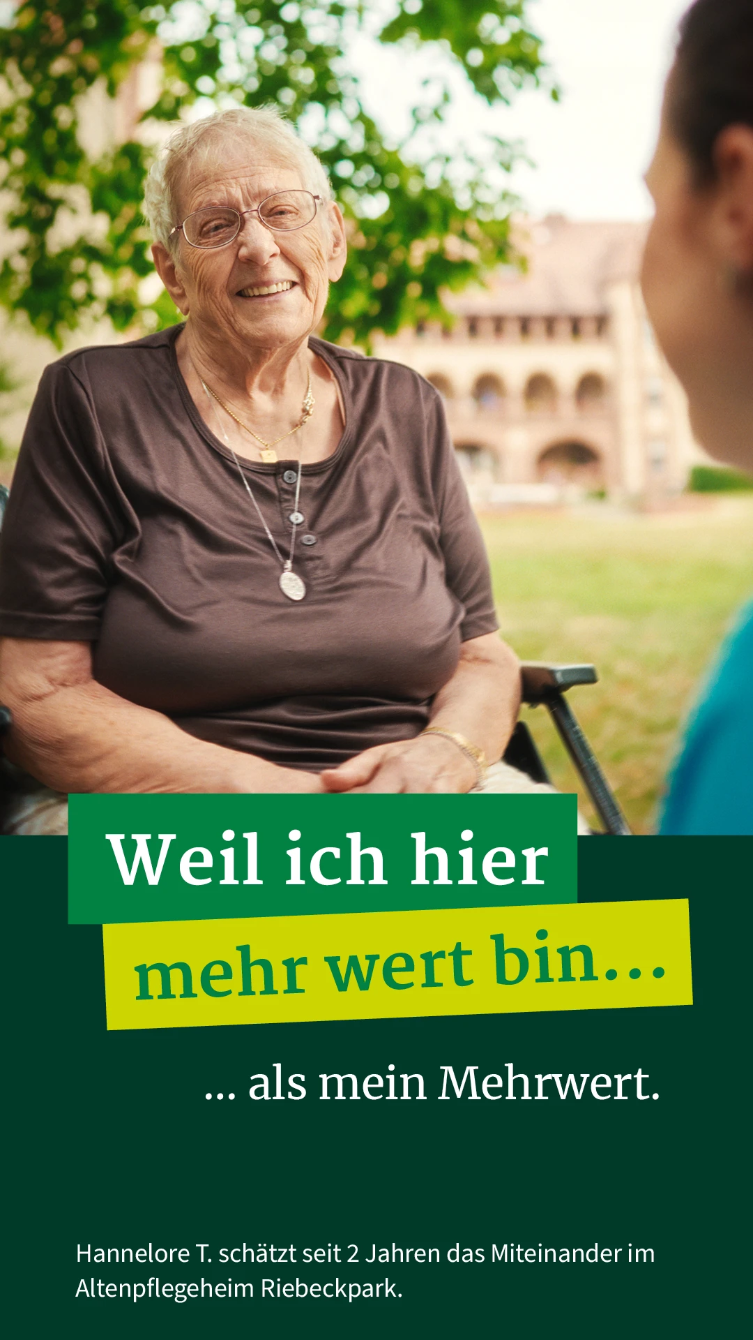 Hannelore T. schätzt seit 2 Jahren das Miteinander im Altenpflegeheim Riebeckpark.
