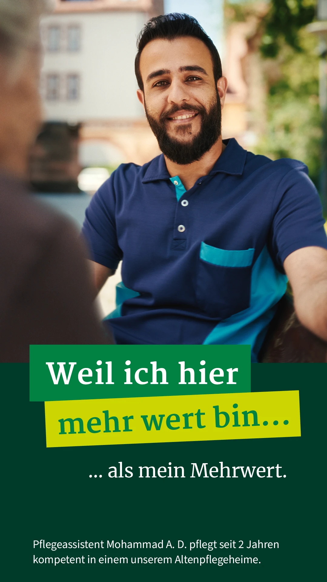 Pflegeassistent Mohammad A. D. pflegt seit 2 Jahren kompetent in einem unserem Altenpflegeheime.