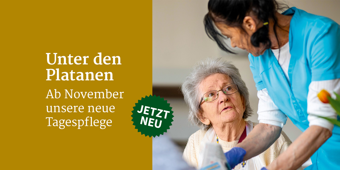 Ein starkes Stück Pflege! Gemeinsam durch den Tag in unserer neuen Tagespflege: Seniorin und Pflegekraft