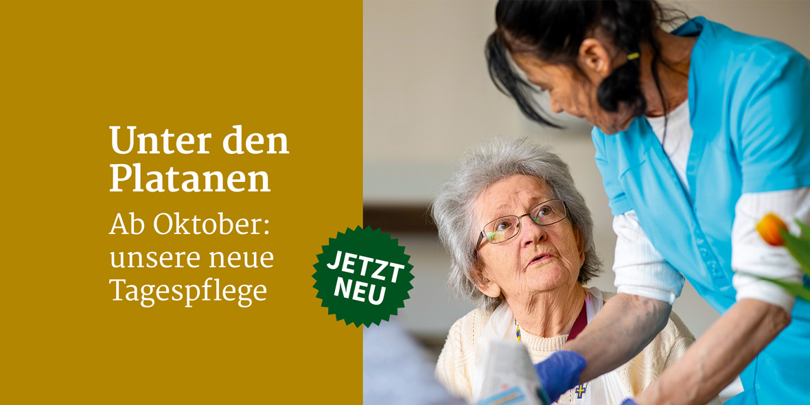 Ein starkes Stück Pflege! Gemeinsam durch den Tag in unserer neuen Tagespflege: Seniorin und Pflegekraft